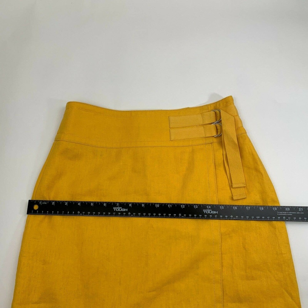 Ann Taylor Skirt Size 4 Faux Wrap Yellow Linen - Picture 11 of 11
